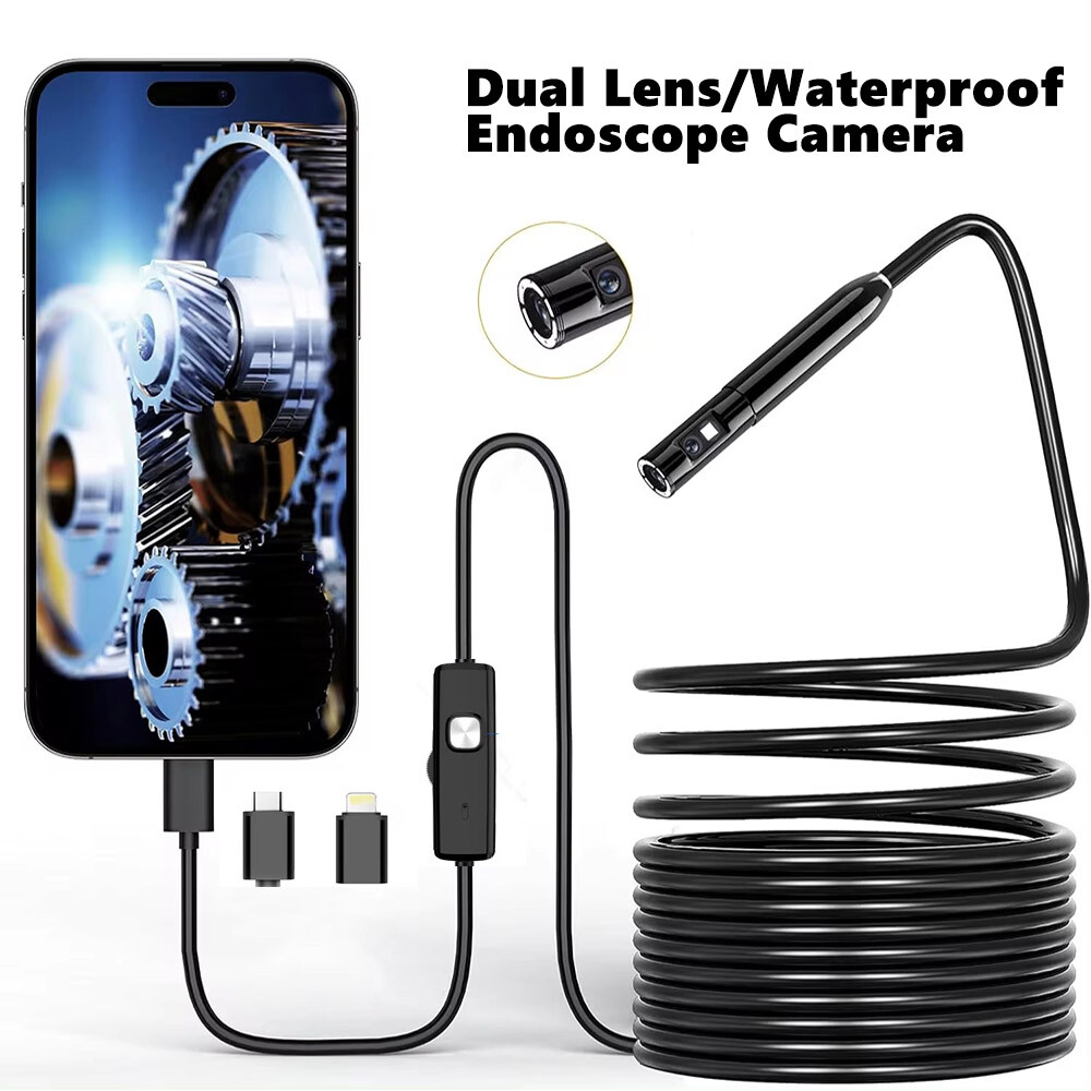 1920P Dual Lens Snake Inspection Borescope Type C iPhone Endoscope Scope Camera
