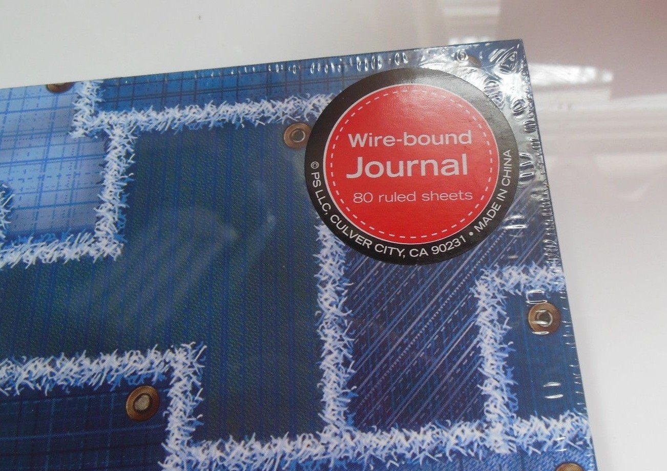 Punch Studio Wire-Bound Hardcover Journal Notebook Denim, Paisley Heart Look