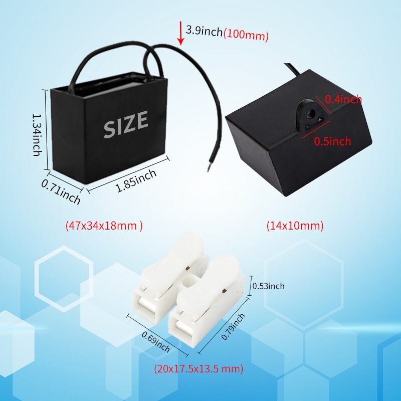 450V 4.5UF CBB61 Ceiling Fan Motor Running Capacitor 2 Wire 50/60 Hz
