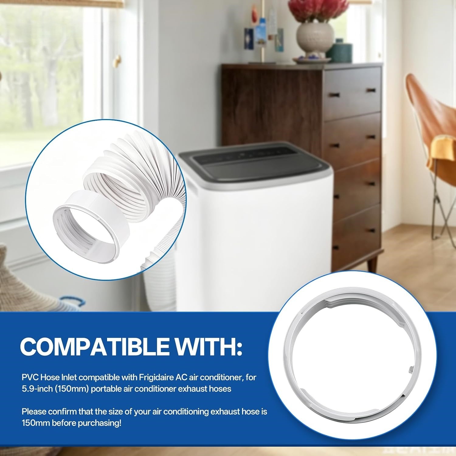 5304518155 5.9in PVC Exhaust Hose Connector For Frigidaire AC Air Conditioner