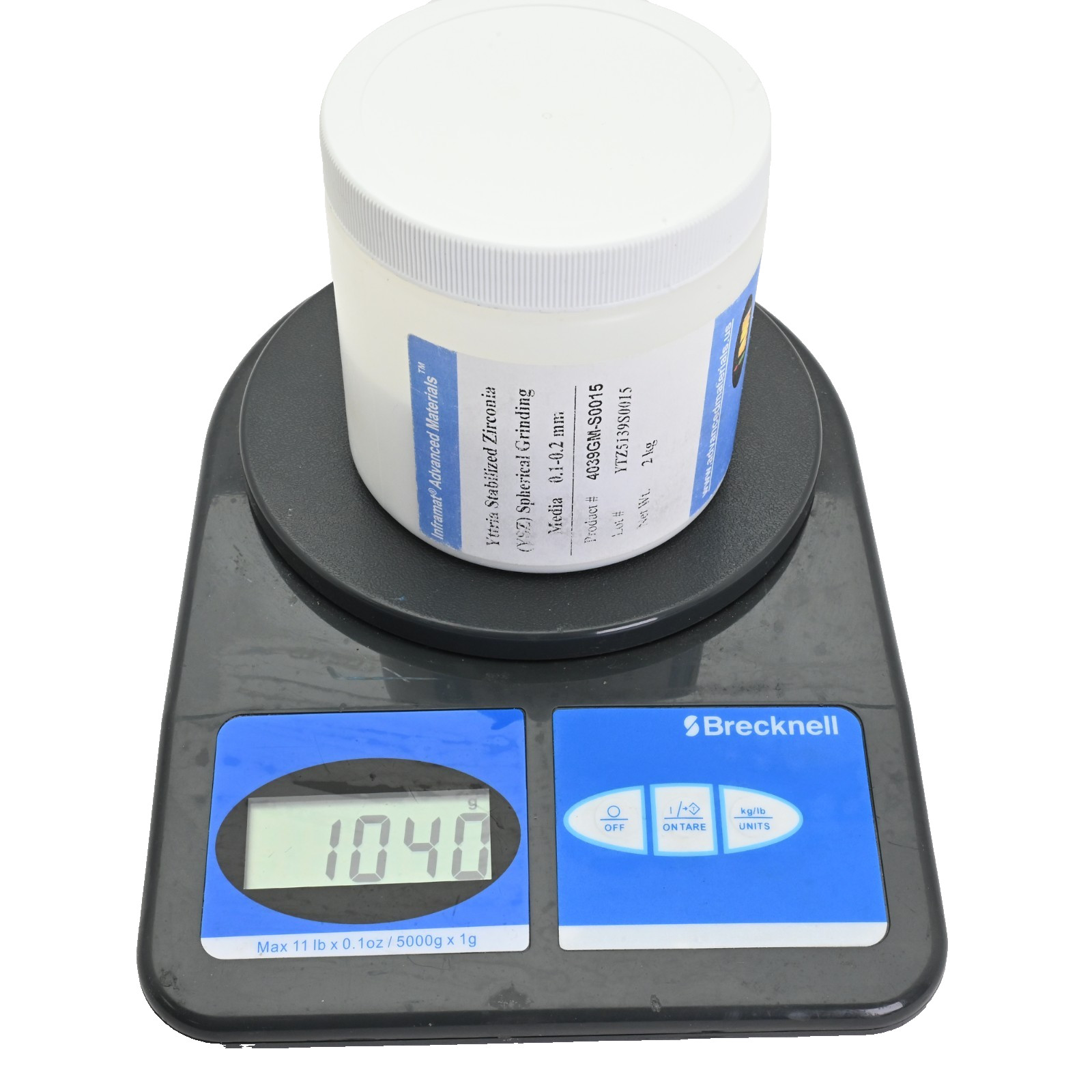Yttria Stabilized Zirconia YSZ Micro Milling Media, 0.1-0.2mm, 1kg, 4039GM-S0015