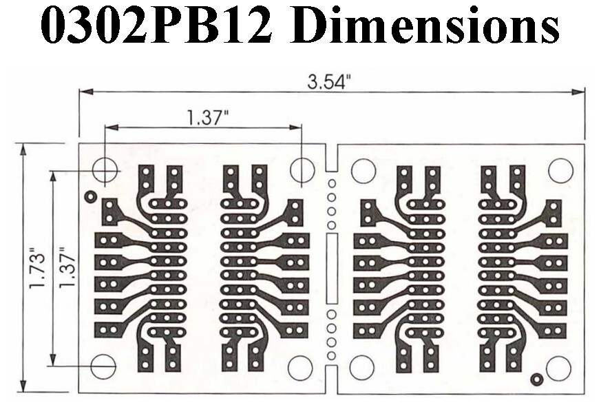 Prototyping Boards, 3.6″ x 1.7″, General Purpose IC Board with Single Sided Pads