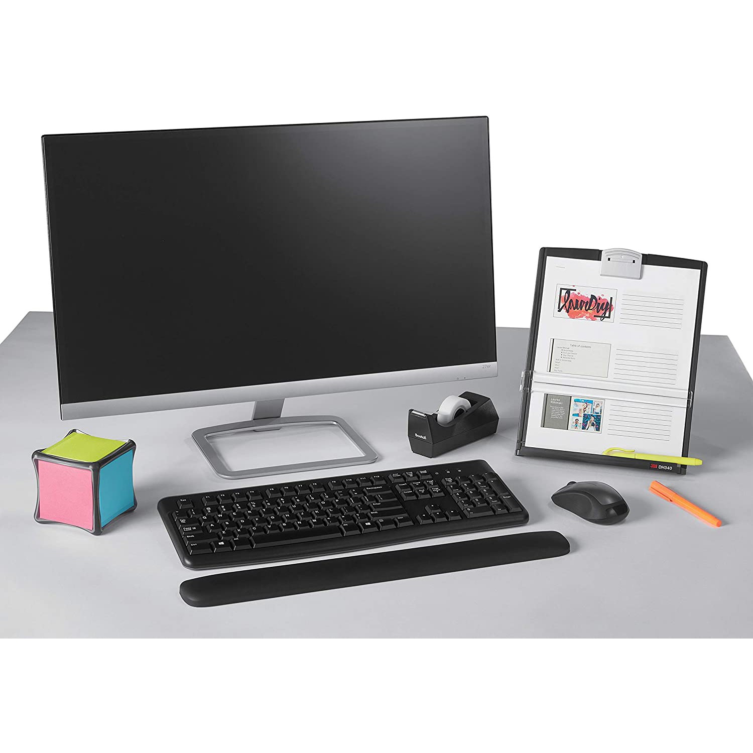 3M Desktop Document Holder (DH340MB): 3.375 in. x 12.0 in. / up to 150 sheets (B