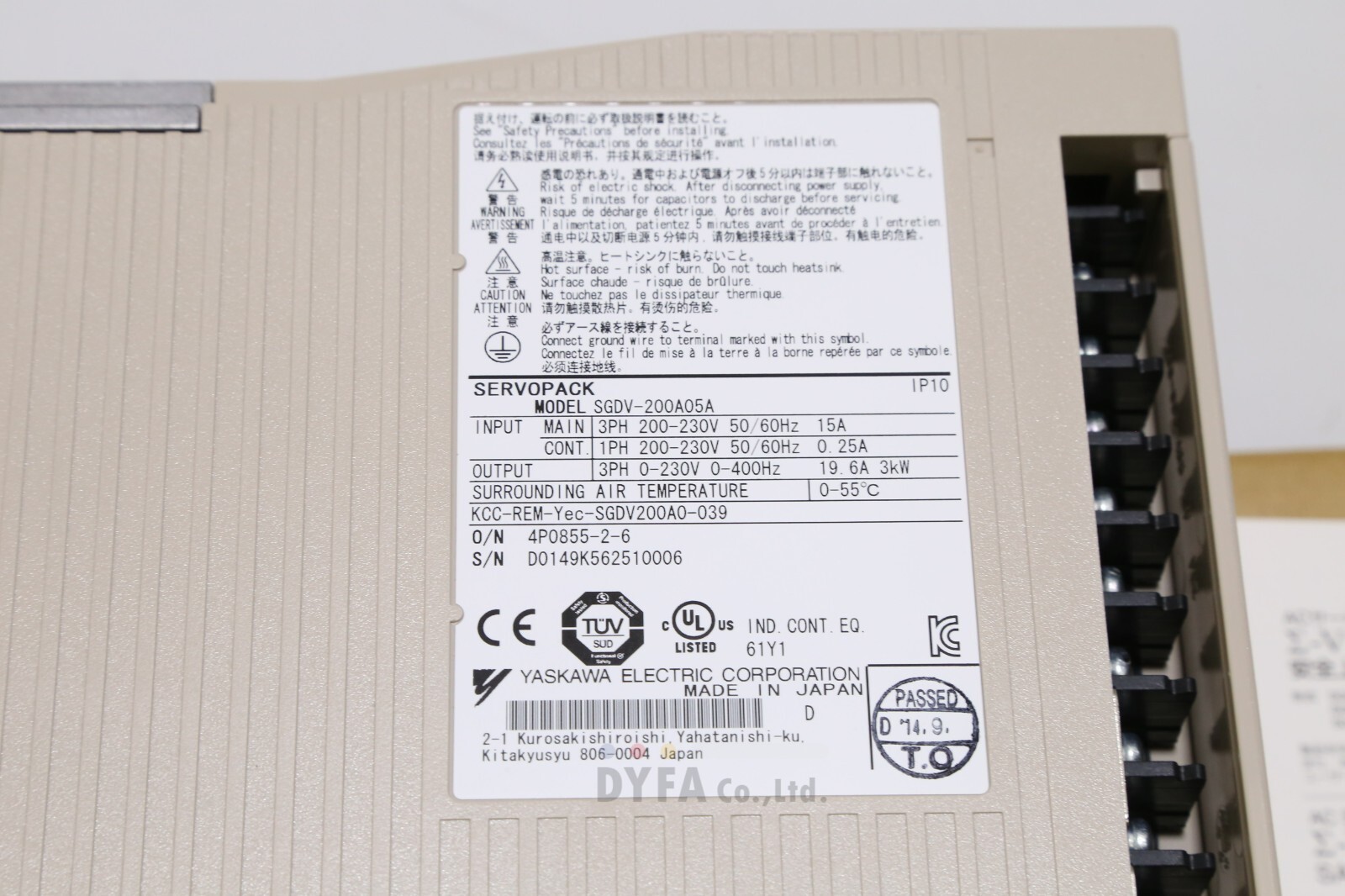 YASKAWA SIGMA5 Genuine NIB SGDV-200A05A 3kW Servo Drive DRV-I-4381=9S36