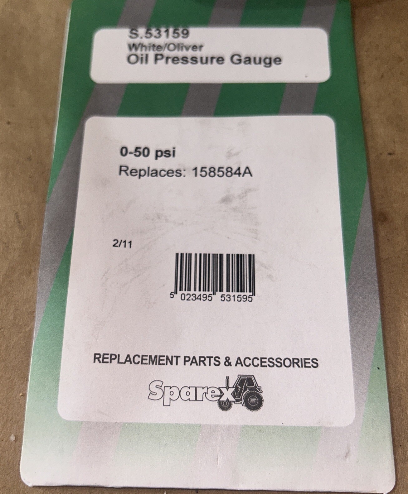OLIVER TRACTOR OIL PRESSURE GAUGE 1550 1555 1600 1650 Sparex S.53159 0-50 PSI