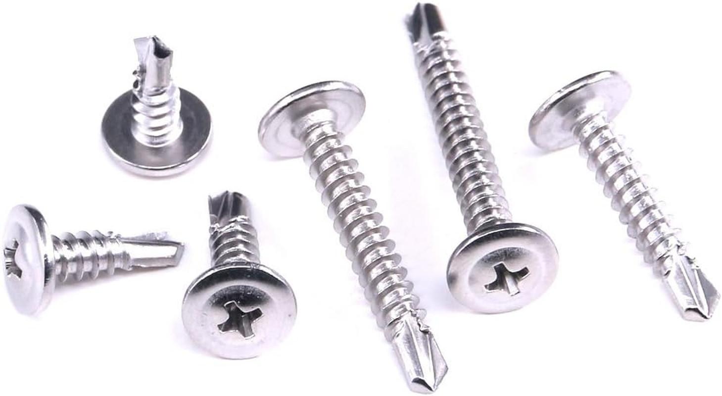 Hilitchi 410 Stainless Steel #10 Wafer Head Phillips Self Drilling Screws Sheet