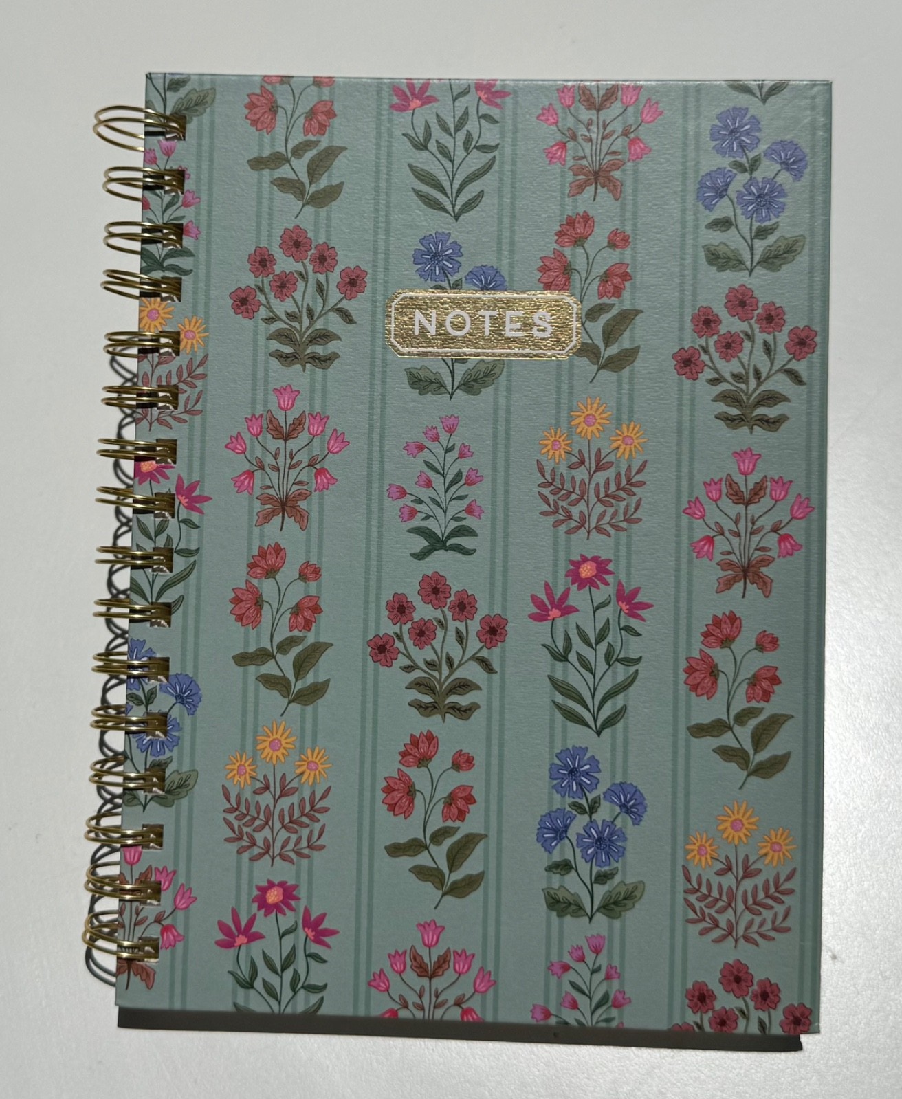 Clementine Twin Wire Hard Cover Spiral Journal Notebook Floral Blue «Notes»
