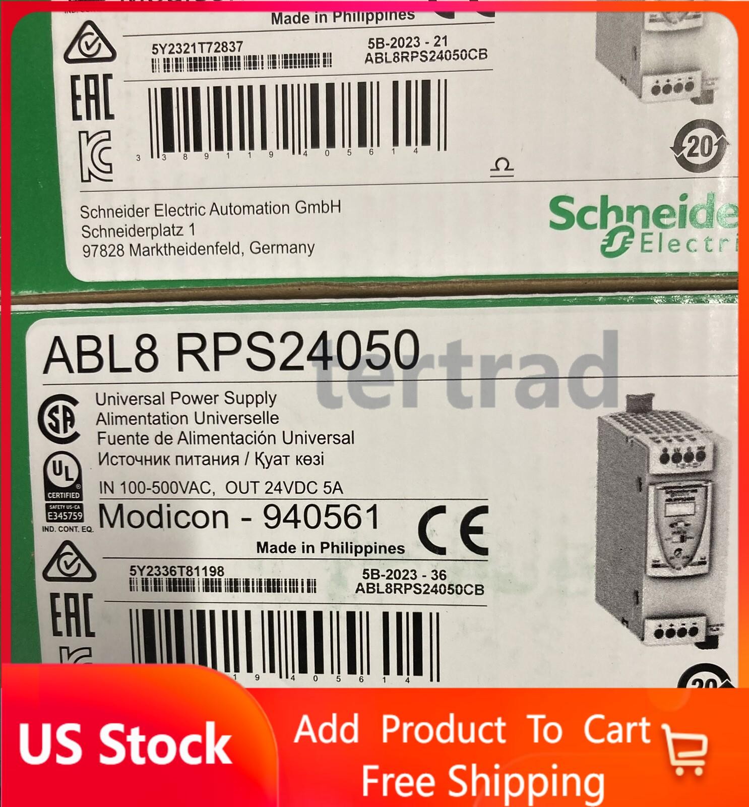 New In Box Schneider ABL8RPS24050 24V 5A Power Supply