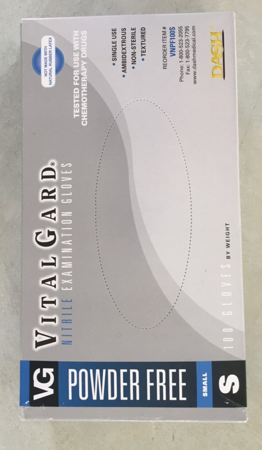Vital Gard Nitrile Gloves SIZE S /Small ONE BOX OF 100 Gloves