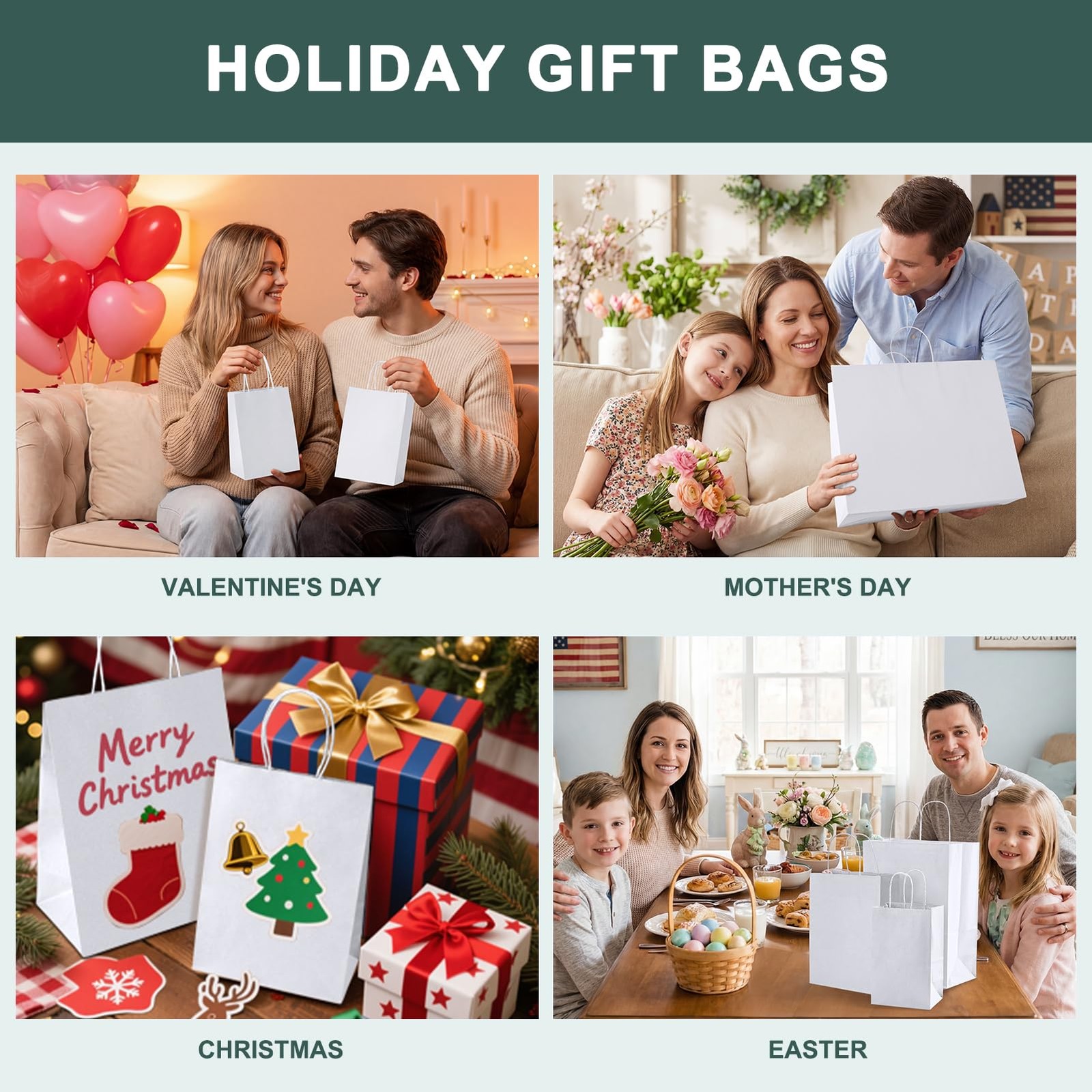 METRONIC Gift Bags 5.25×3.75×8 1 Count (Pack of 100), White