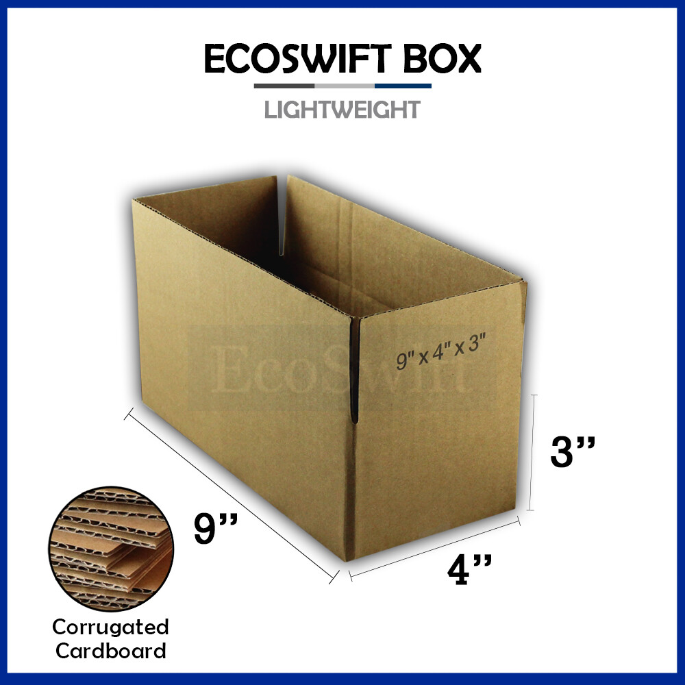 1-Box 9x4x3 EcoSwift Cardboard Packing Moving Shipping Box Corrugated Carton