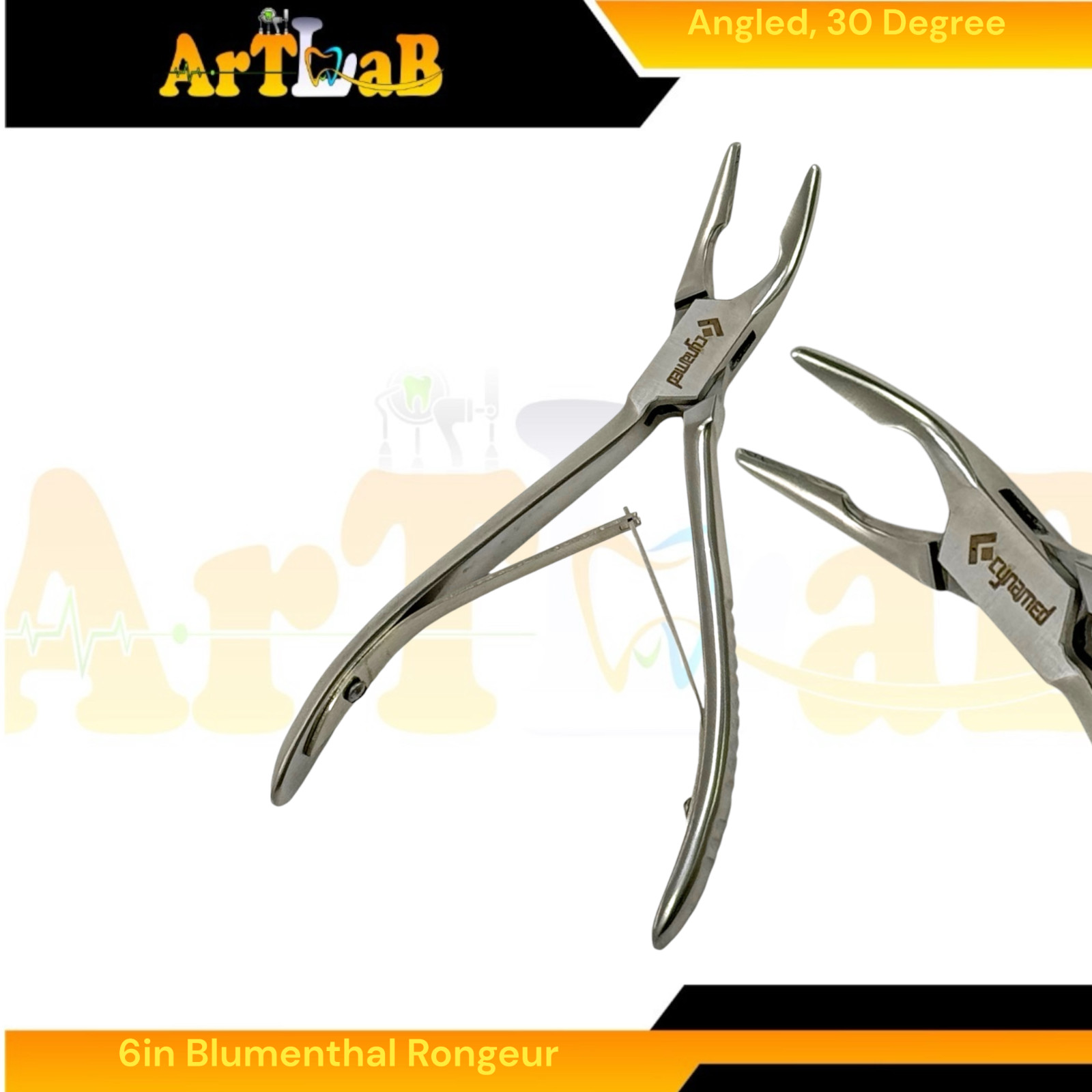 6in Blumenthal Bone Rongeur, 30° Angle with Leaf Spring Handle | Stainles Steel
