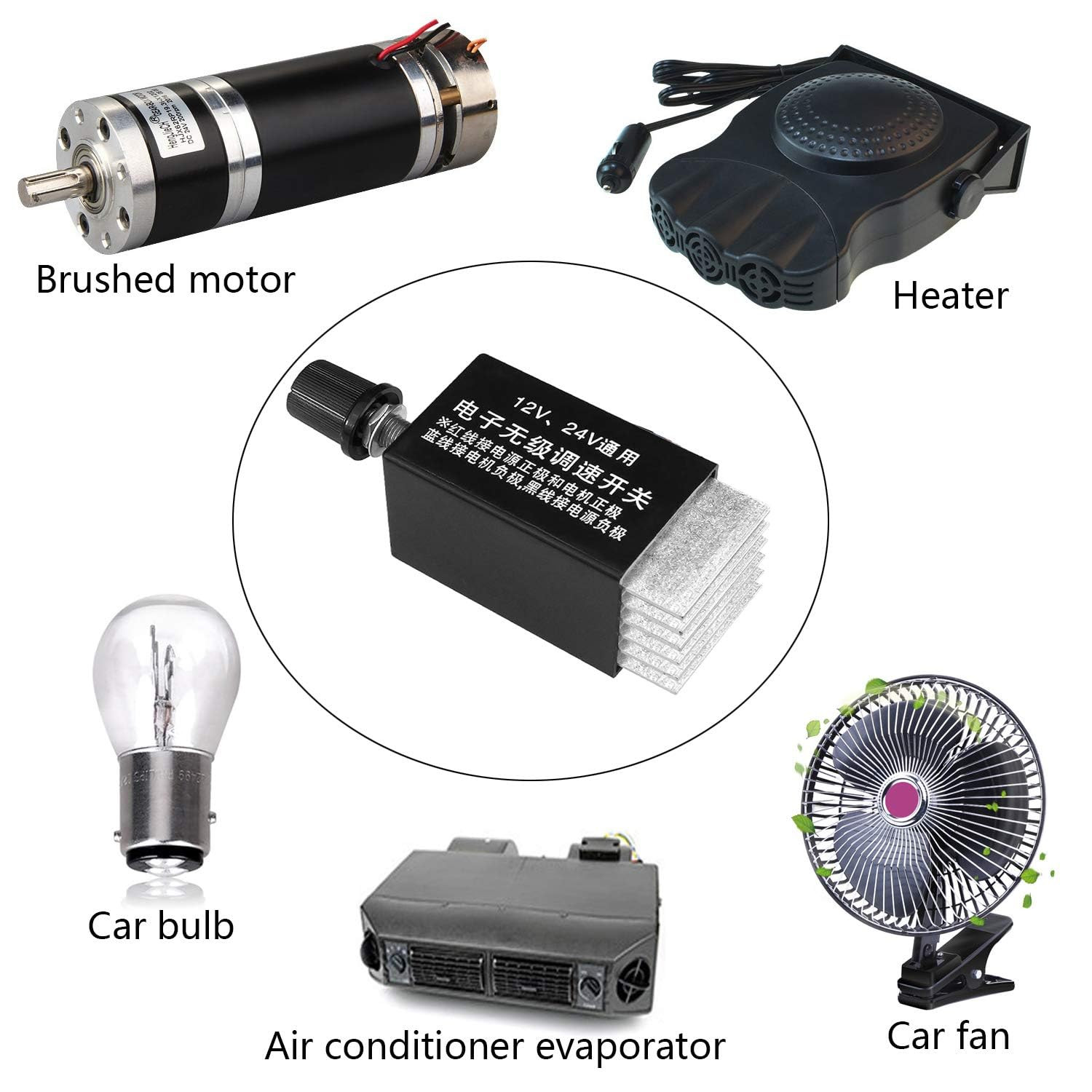 DC Motor Speed Controller Universal DC 12V 24V 10A Electronic Stepless Speed Reg