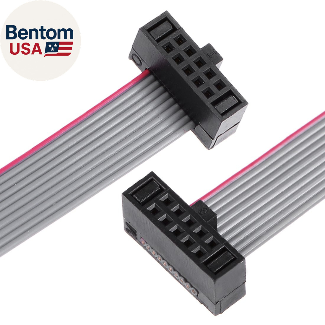 IDC 10 Pins Connector Flat Ribbon Cable Female Connector Length 20Cm 1.27Mm Pitc