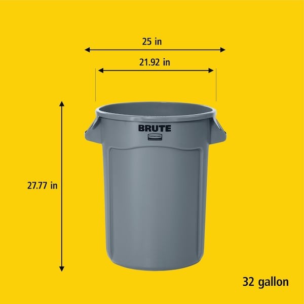 Rubbermaid Commercial Fg263200blue 32 Gal Round Trash Can, Blue, 22 In Dia,
