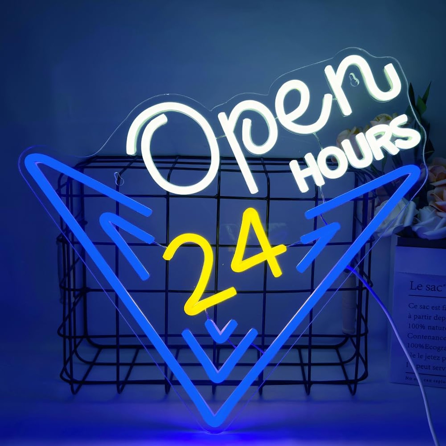 Open 24 Hours Neon Sign, Led Sign, Bar Neon Light Sign, Open 24 Hours Sign Pu…