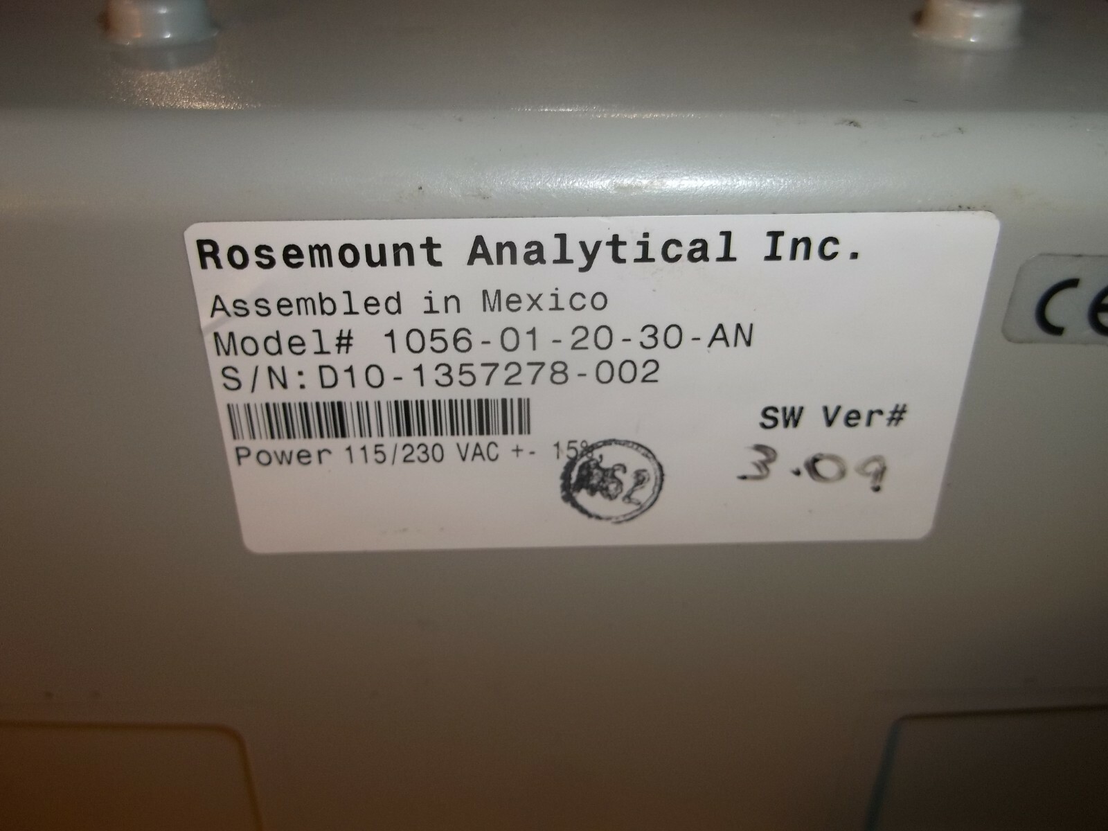 ROSEMOUNT ANALYTICAL 1056-01-20-30-AN INTELLIGENT ANALYZER SW VER 3.09 (GG5)