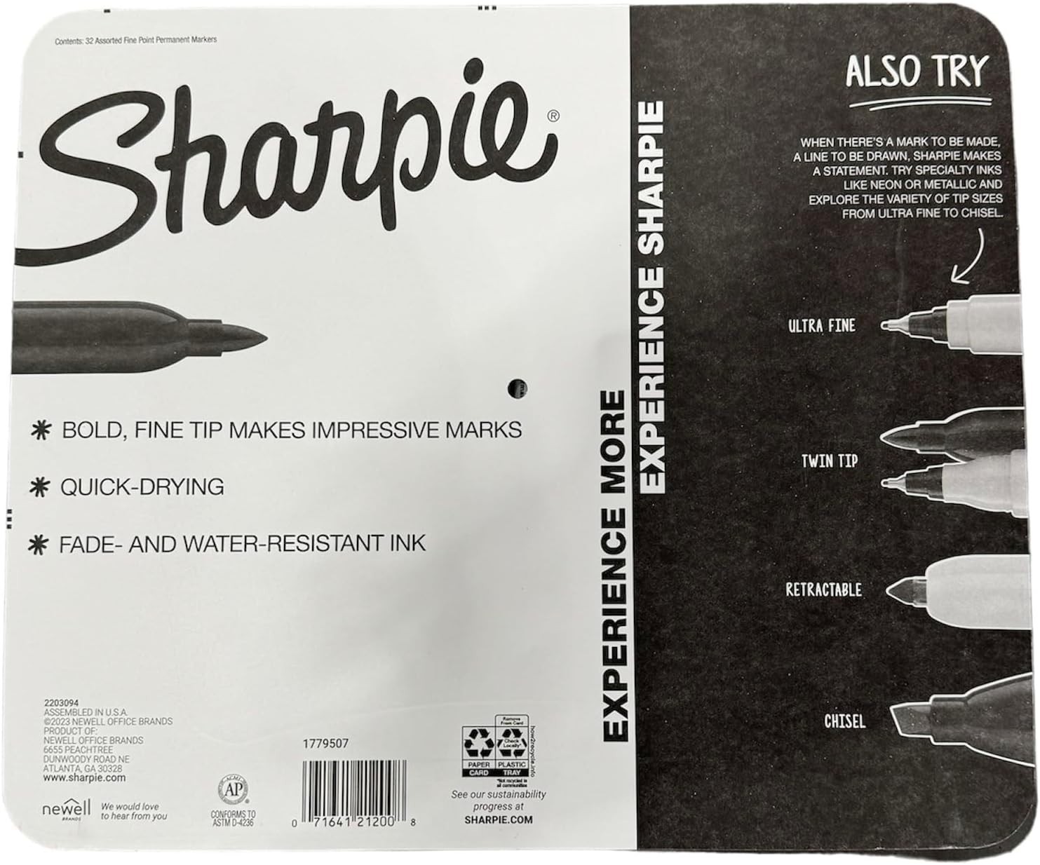 Sharpie Permanent Markers Fine Point 32 Count (Multicolor) Brand New Sealed