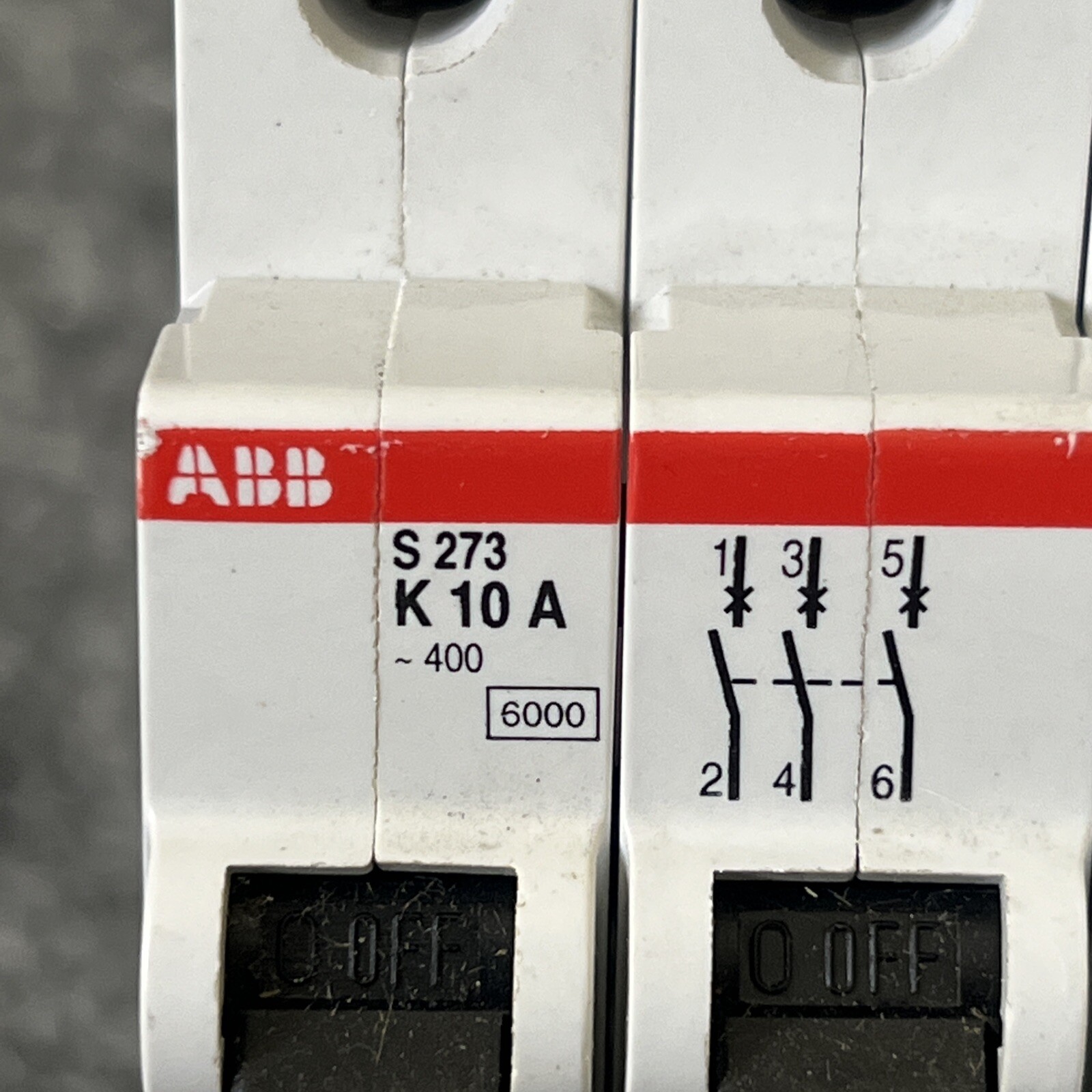 ABB S273 K10A 10A 3 Pole 400V Circuit Breaker Din Rail mount Used