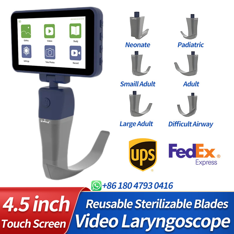 4.5 inch Touch screen Digital Video Laryngoscope Reusable Sterilizable Blades