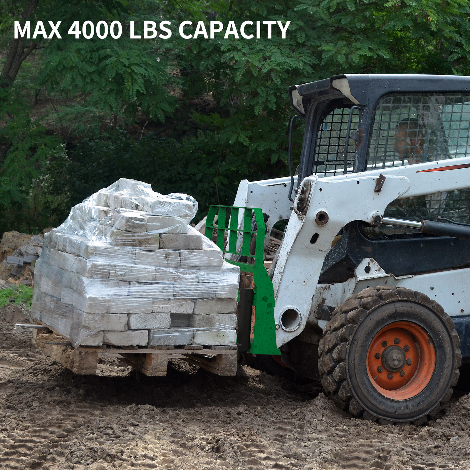 45″ Frame Skid Steer Tractor W/ 48″ Blades Pallet Fork Quick Attachment 4000LBS