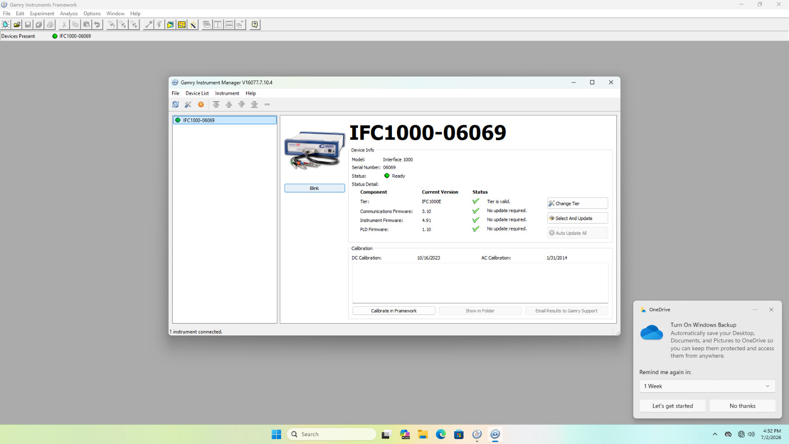 Gamry Interface 1000E Potentiostat / Galvanostat / ZRA w/ EIS, PC and Software