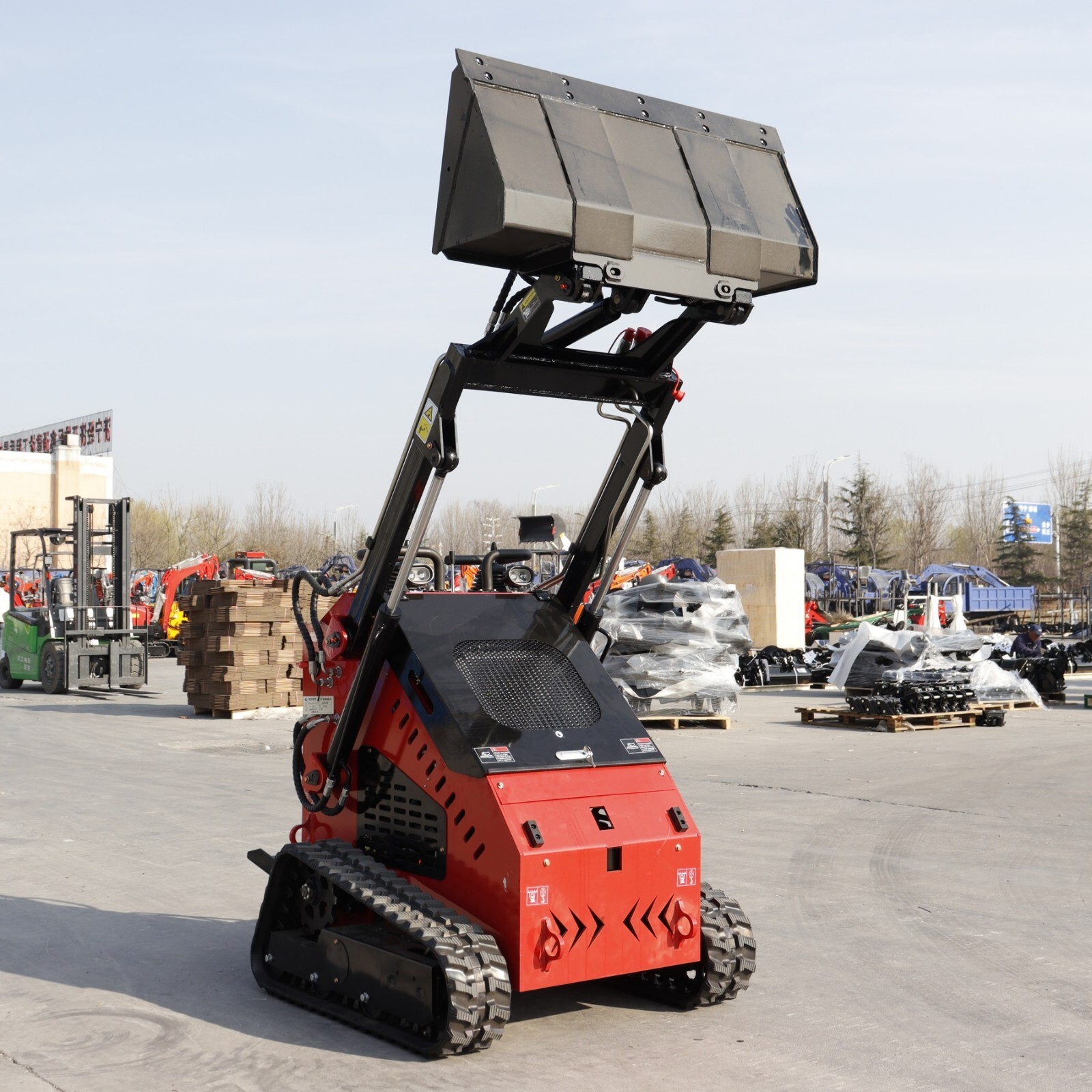 13.5HP Hydraulic Mini Skid Steer Loader Stand-on Track Gas Guided Drive Garden