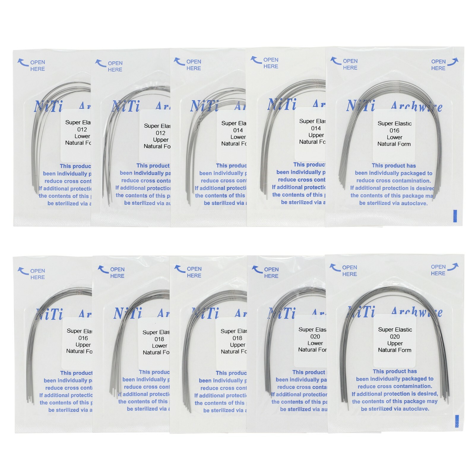 Dental Orthodontic Niti Super Elastic Arch Wires Round Rectangular Ovoid Natural