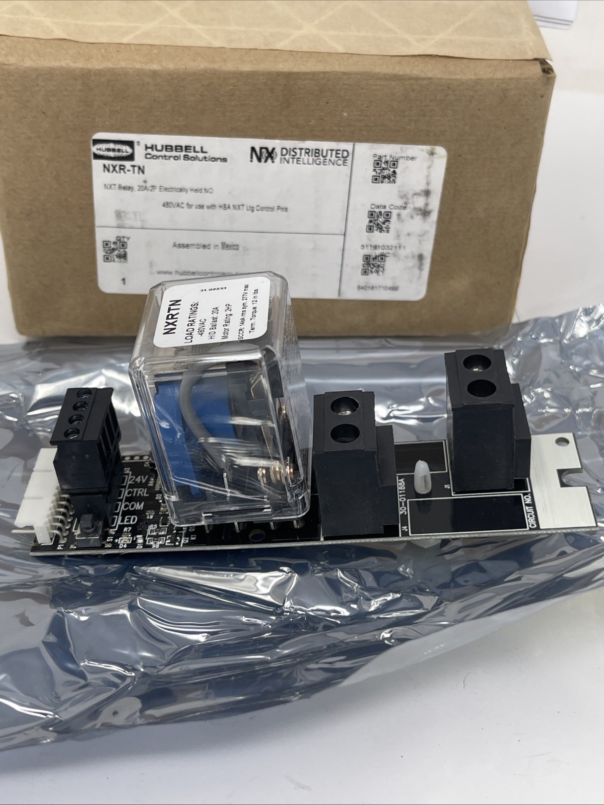 Hubbell NX NXR-TN NXT Relay, 20A/2P Electrically Held for HBA NXT Control Panels