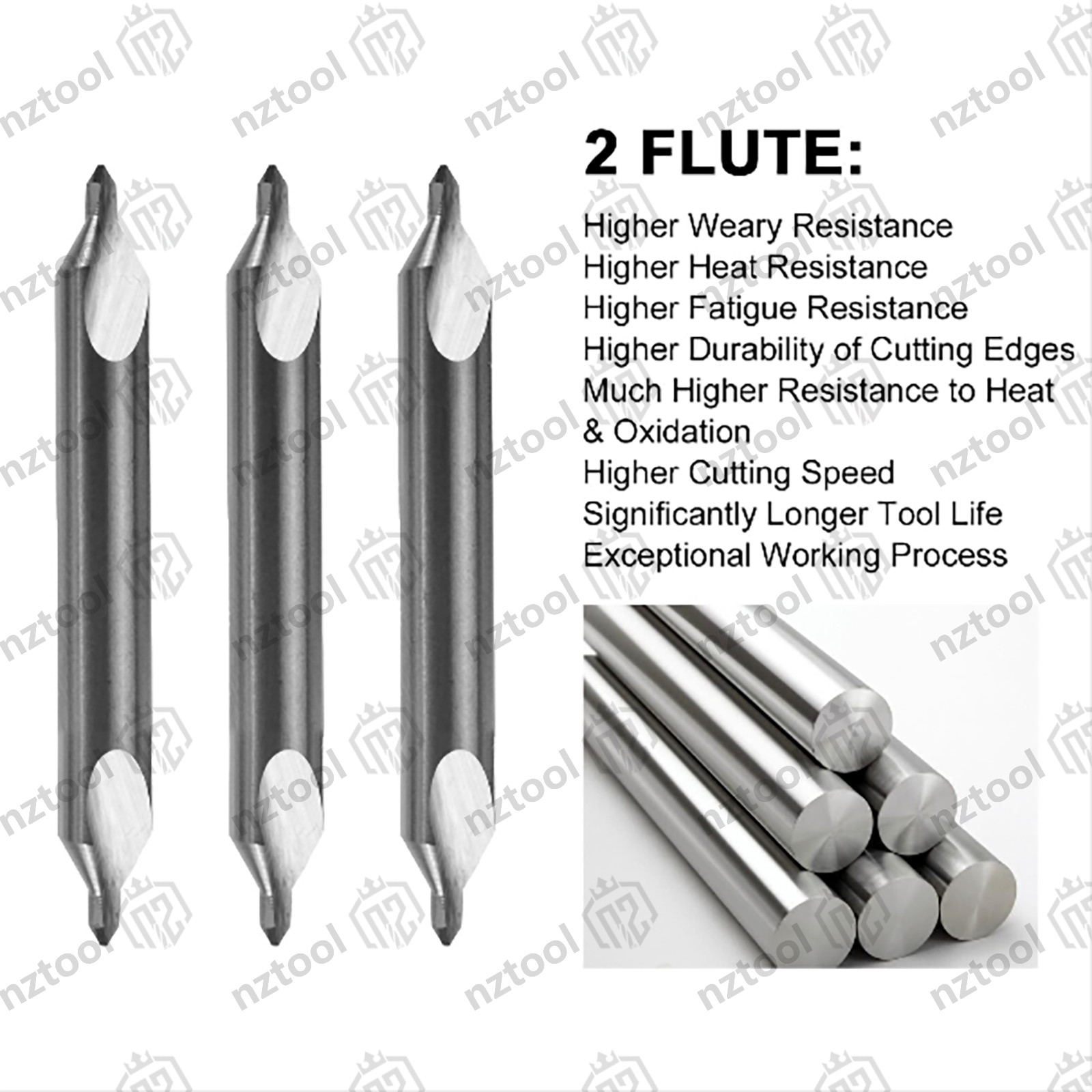 5PCS 60 Degree 5/64″ x 3/16″ x 1-7/8″ Center Drills Solid Carbide Double End NEW