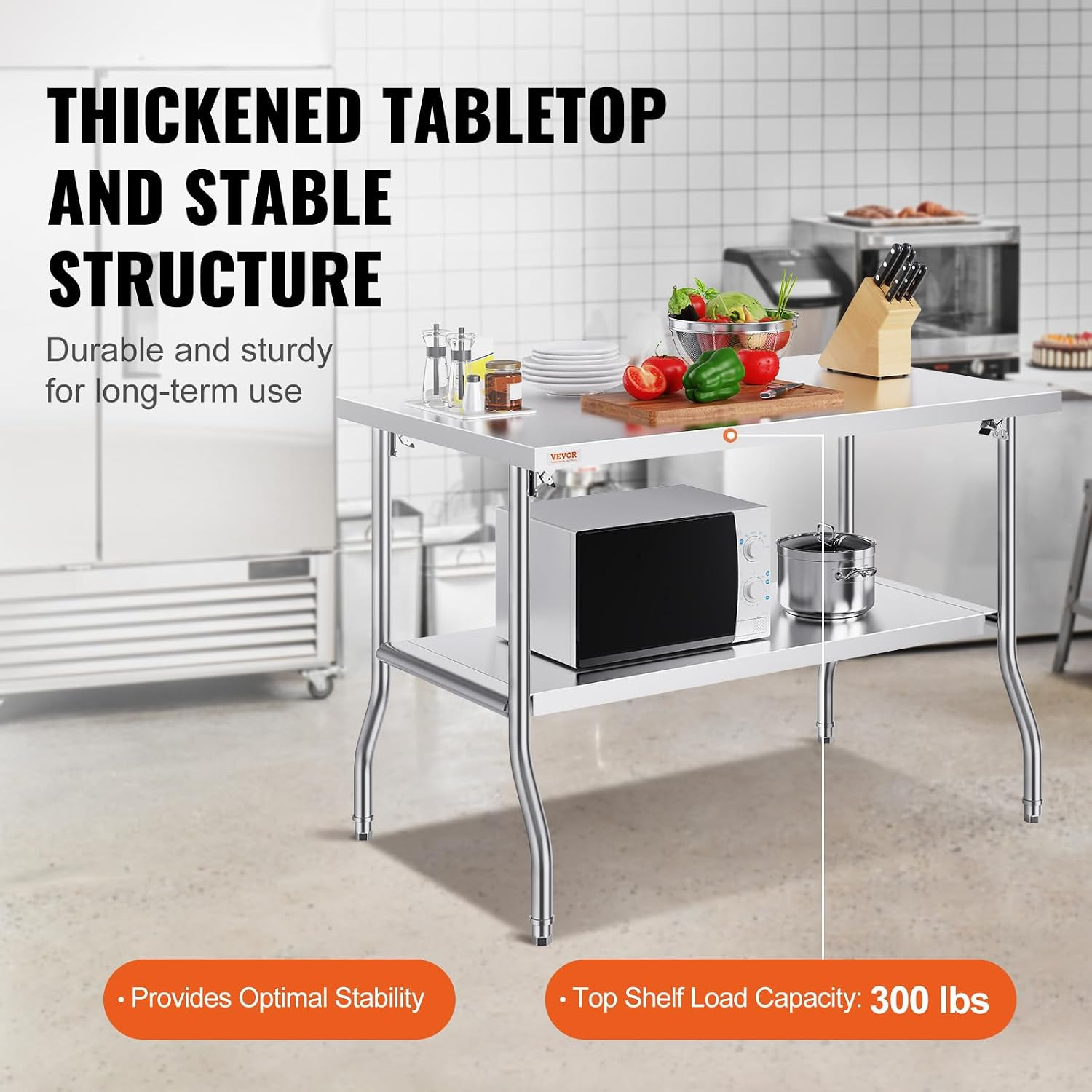 Stainless Steel Foldable Work Table, 30 * 48 Inch Heavy Duty Food Outdoor Double