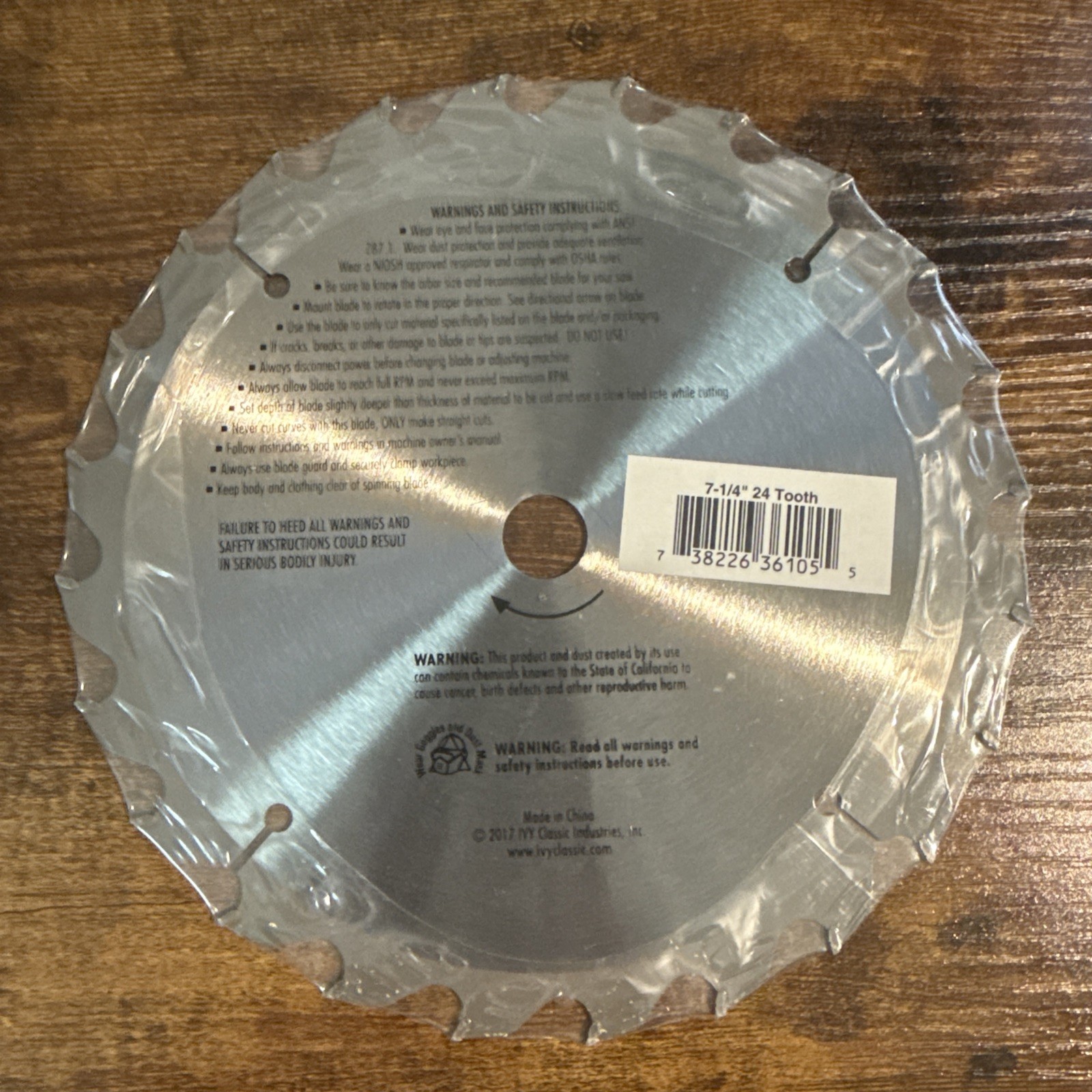 Ivy Classic 7-1/4″Swift Cut Plus Blade 36105 TungstenCarbide 24T For Wood