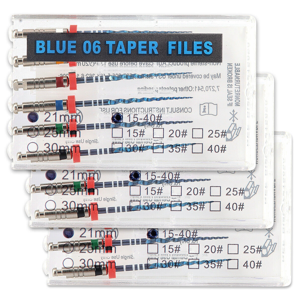 21/25mm .06 .04 Taper Asst Blue Rotary Files Dental Endo Root Canal File Blue