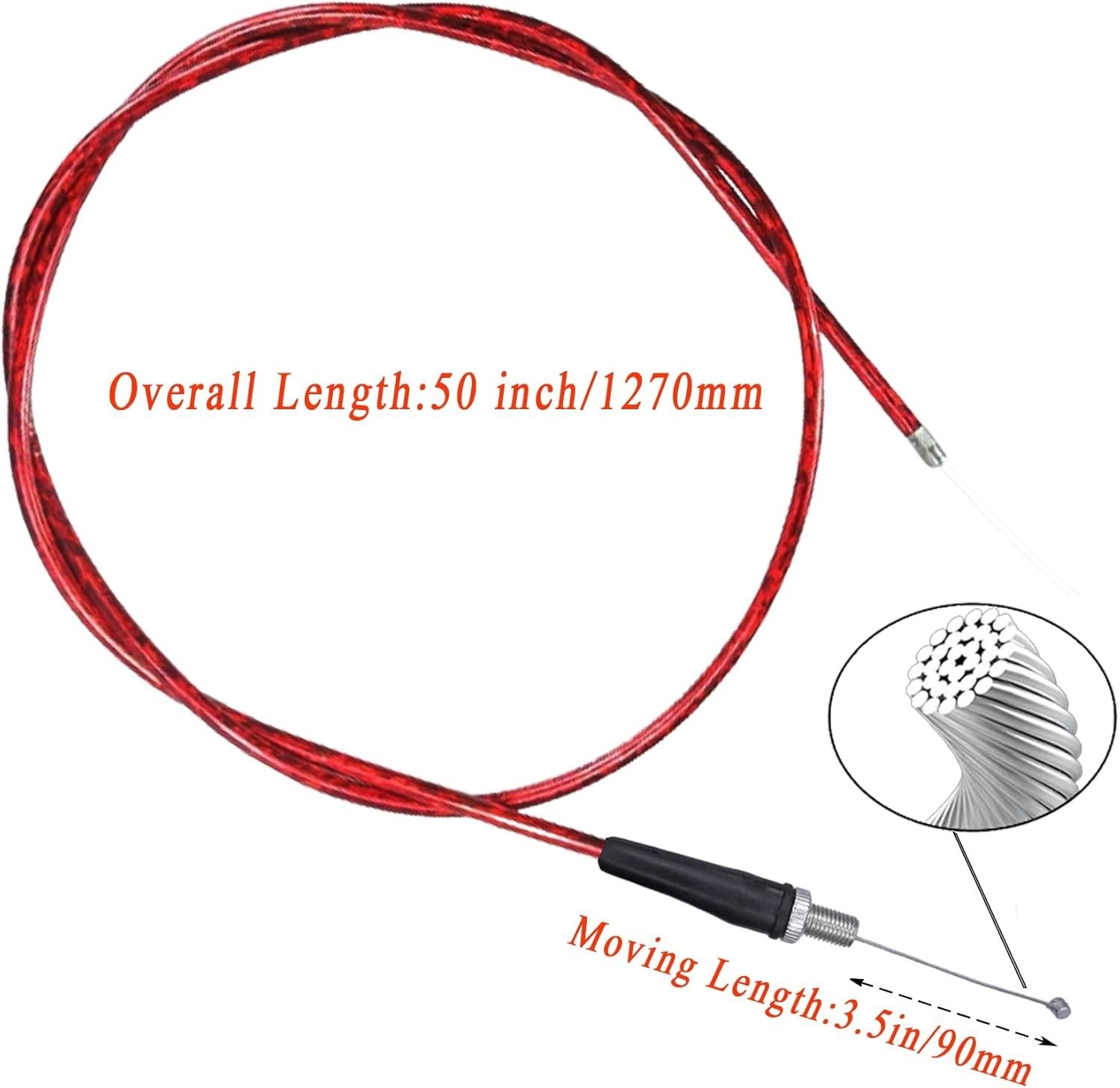 50 Inch Throttle Cable for 79cc 80cc 97cc 196cc 200cc 212cc 6.5hp Mini Bike Red