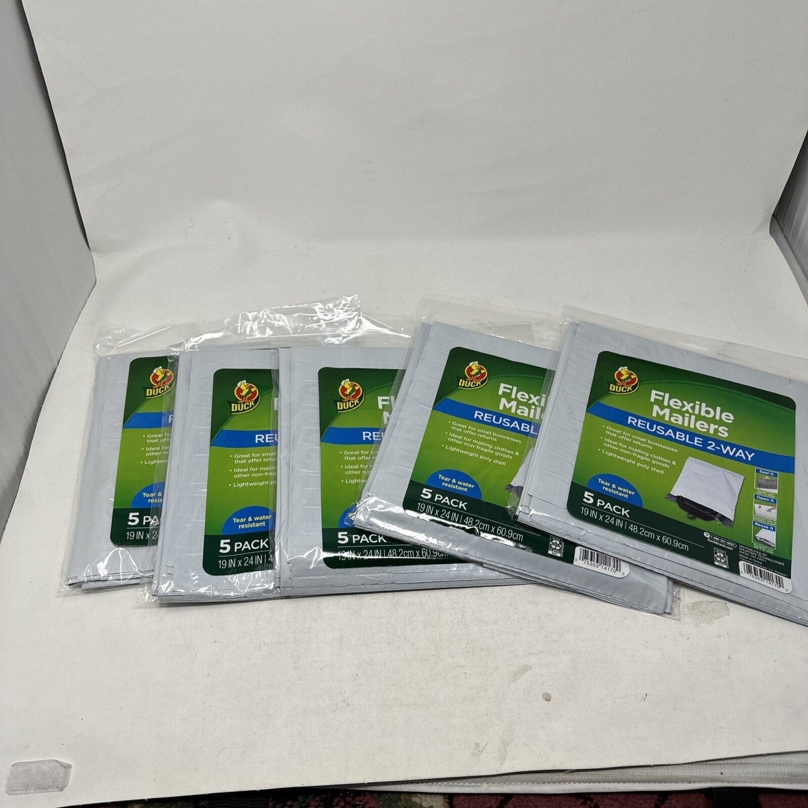 Duck – Flexible Mailers – Reusable 2 Way 19 IN x 24 IN- 5 Count – New Lot Of 5