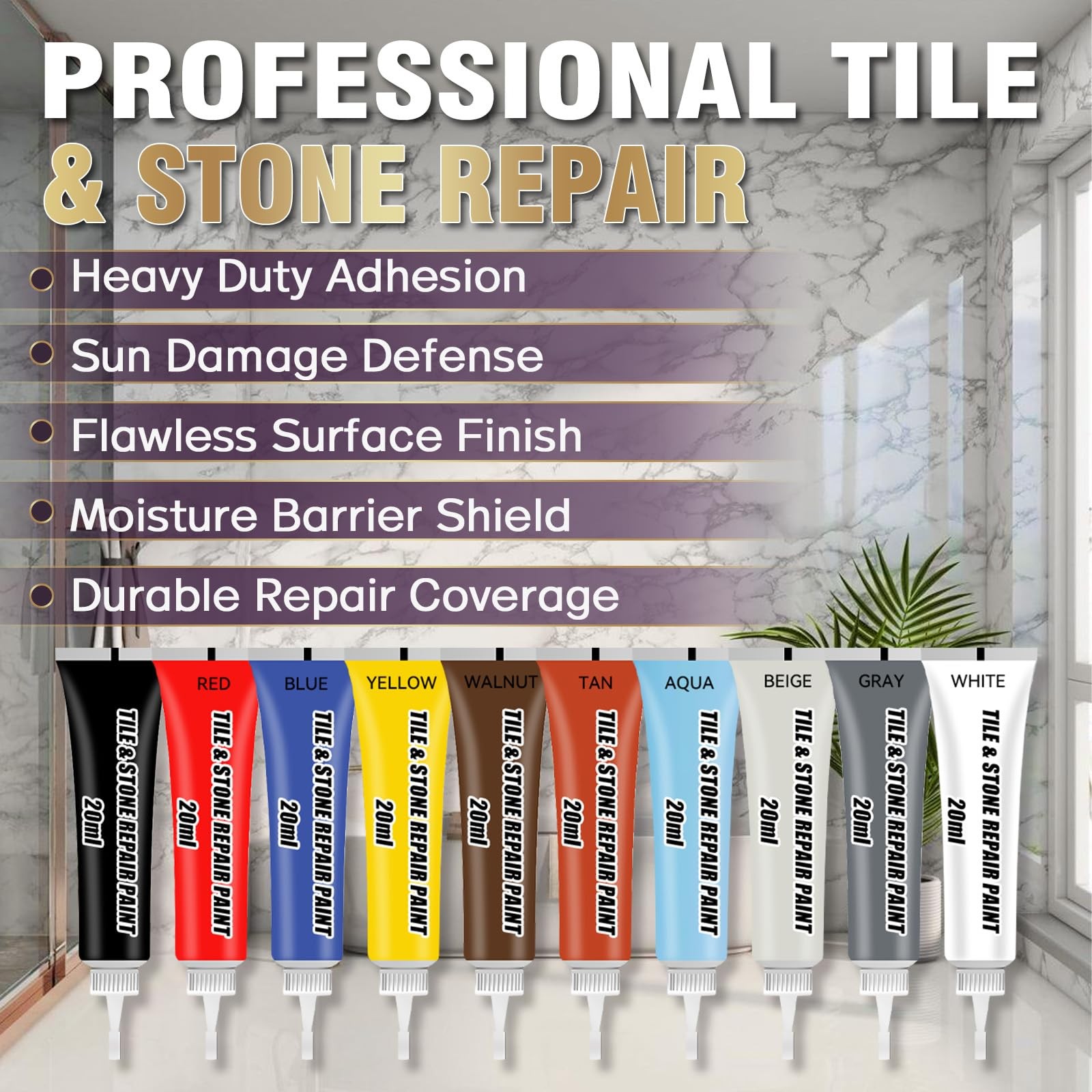 Porcelain Repair Kit, Tile and Stone Repair Kit, 10 Colors, Seamless Finish, …
