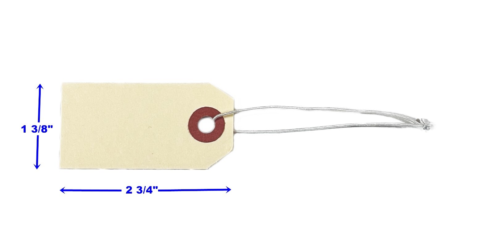 100 of 2 3/4″ x 1 3/8″ Manila Inventory Tags with ELASTIC Stretchy String Size 1