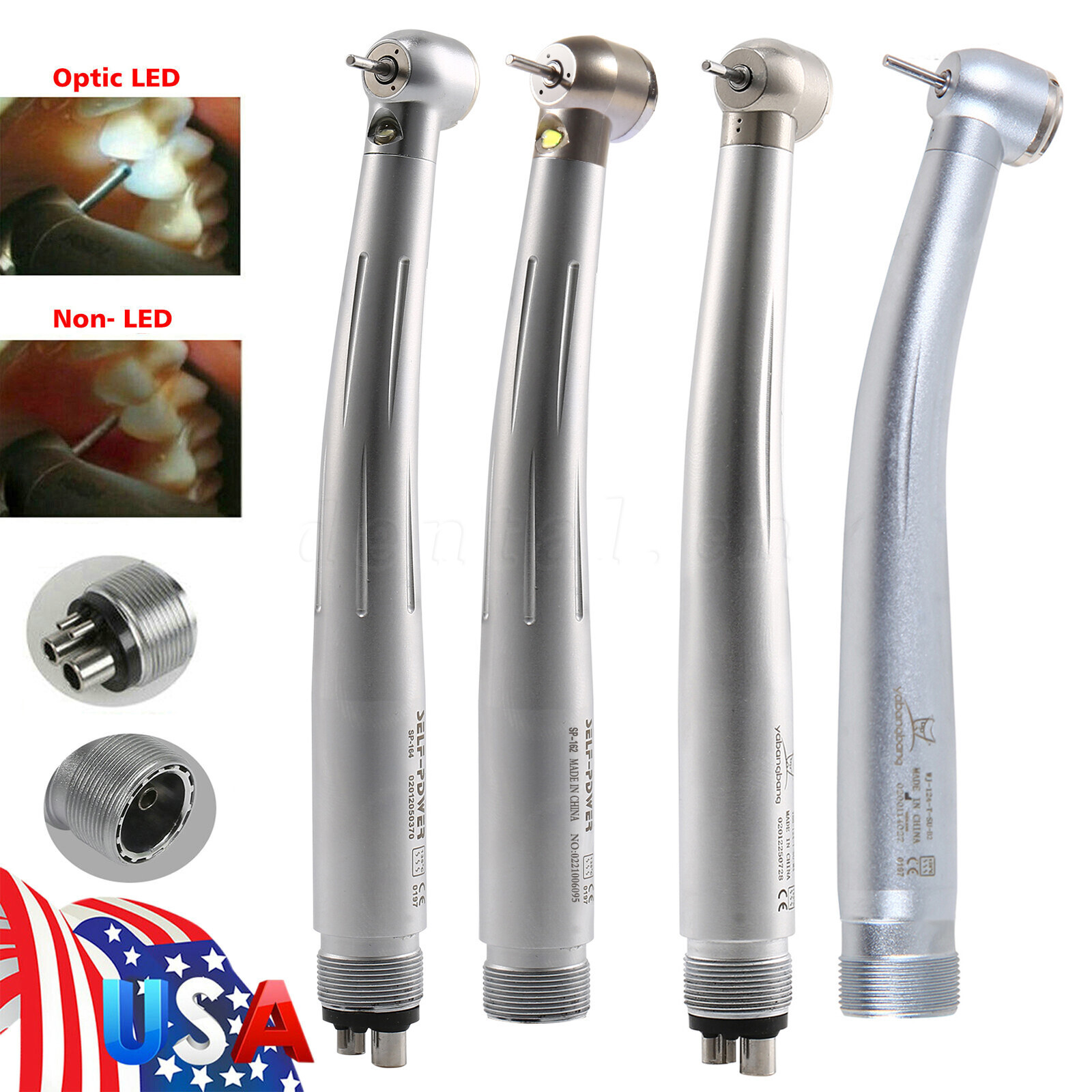 Dental Fiber Optic LED E-generator/ High Speed Handpiece Push Button 2/4 Holes