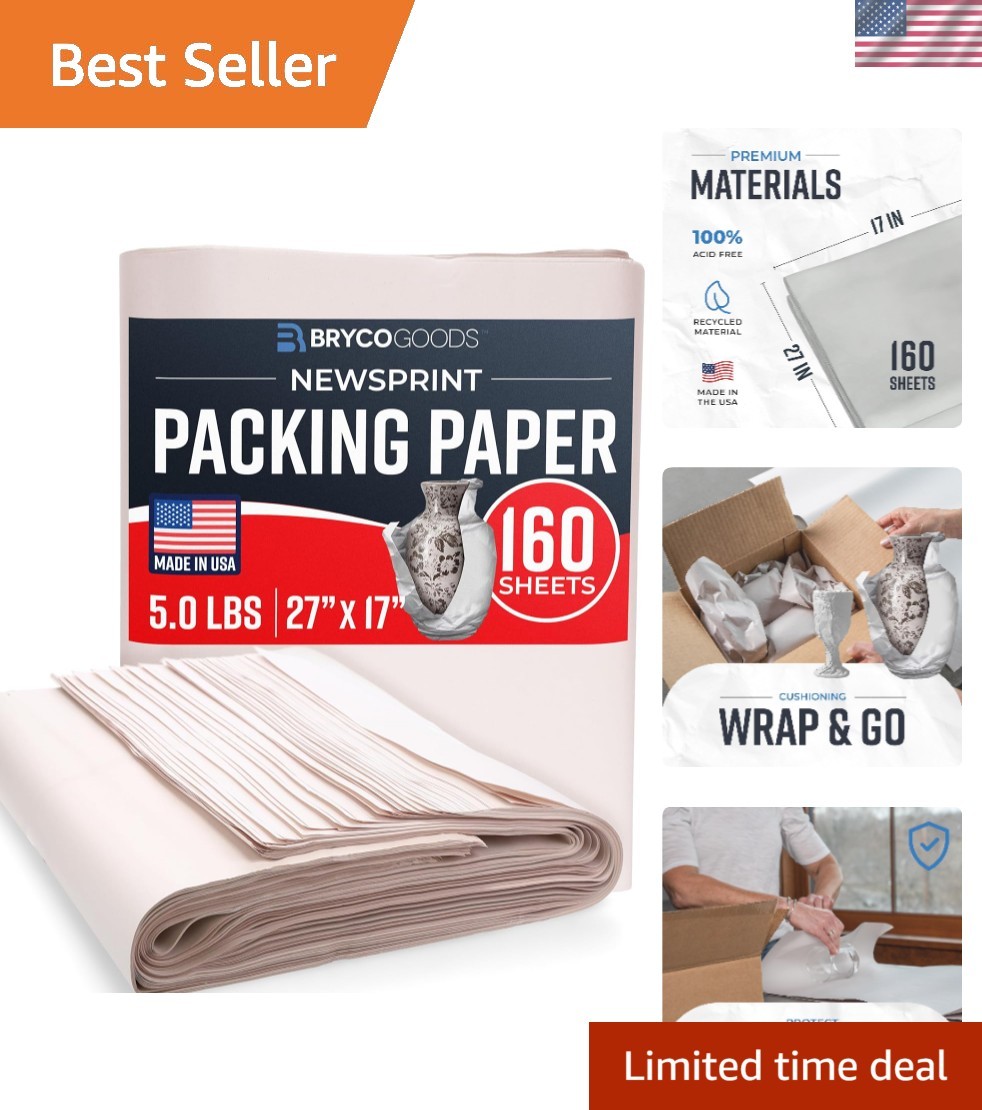 Durable Newsprint Packing Sheets – 160 Count, 27″ x 17″ for Secure Packing