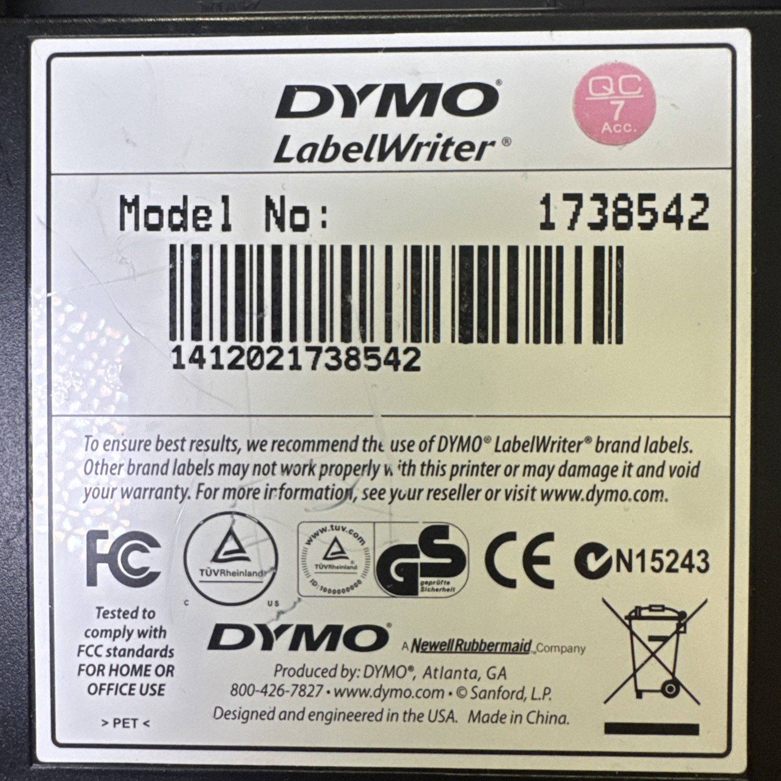 Dymo LabelWriter 4XL Thermal Label Printer – Power & USB Cable Included – Tested