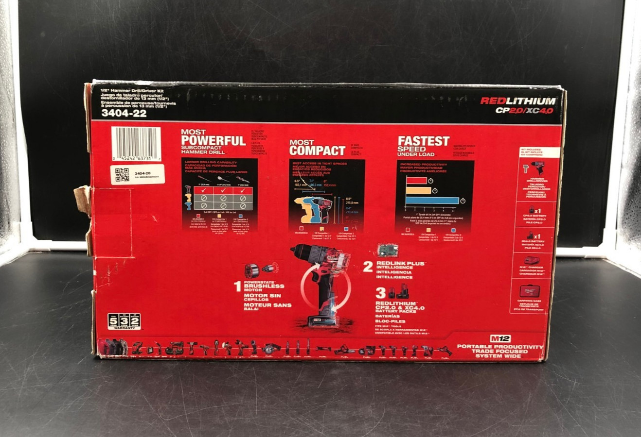 Milwaukee 3404-22 M12 Fuel 1/2″ Hammer Drill/Driver Kit – NEW OPEN BOX