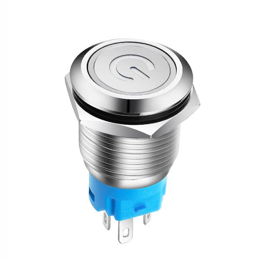 Latching Push Button Power Switch 16mm 12V LED ON OFF Waterproof Stainless Steel