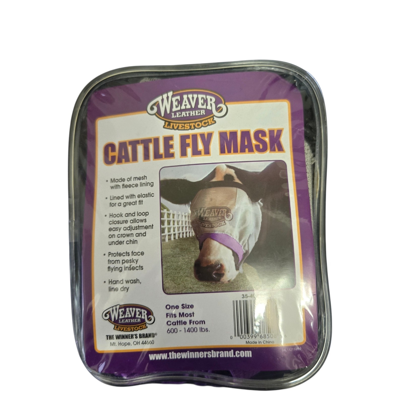 Weaver Leather Weaver Livestock Cattle Fly Mask Adjustable Mesh-Covered Cow