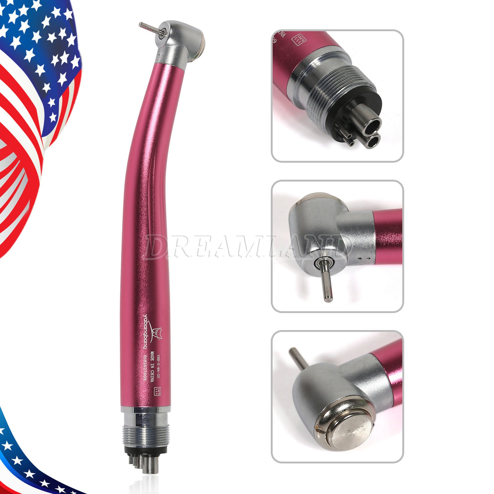 Dental High Speed Handpiece Air Turbine Push Button 2/4 Hole Yabangbang Pink