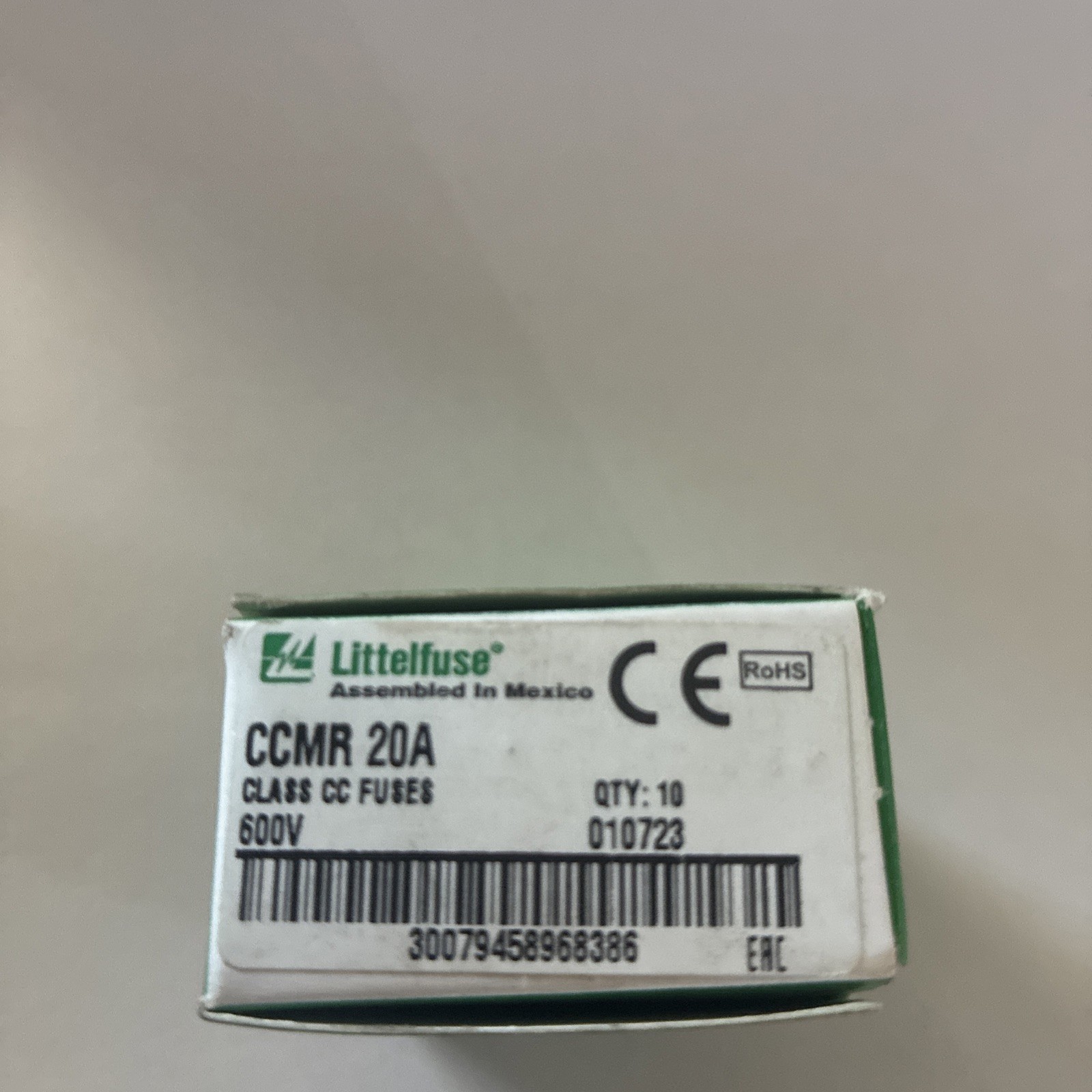 Littelfuse CCMR20A CCMR-20 20A Class CC Time Delay Fuse 600V Box of 10 NEW