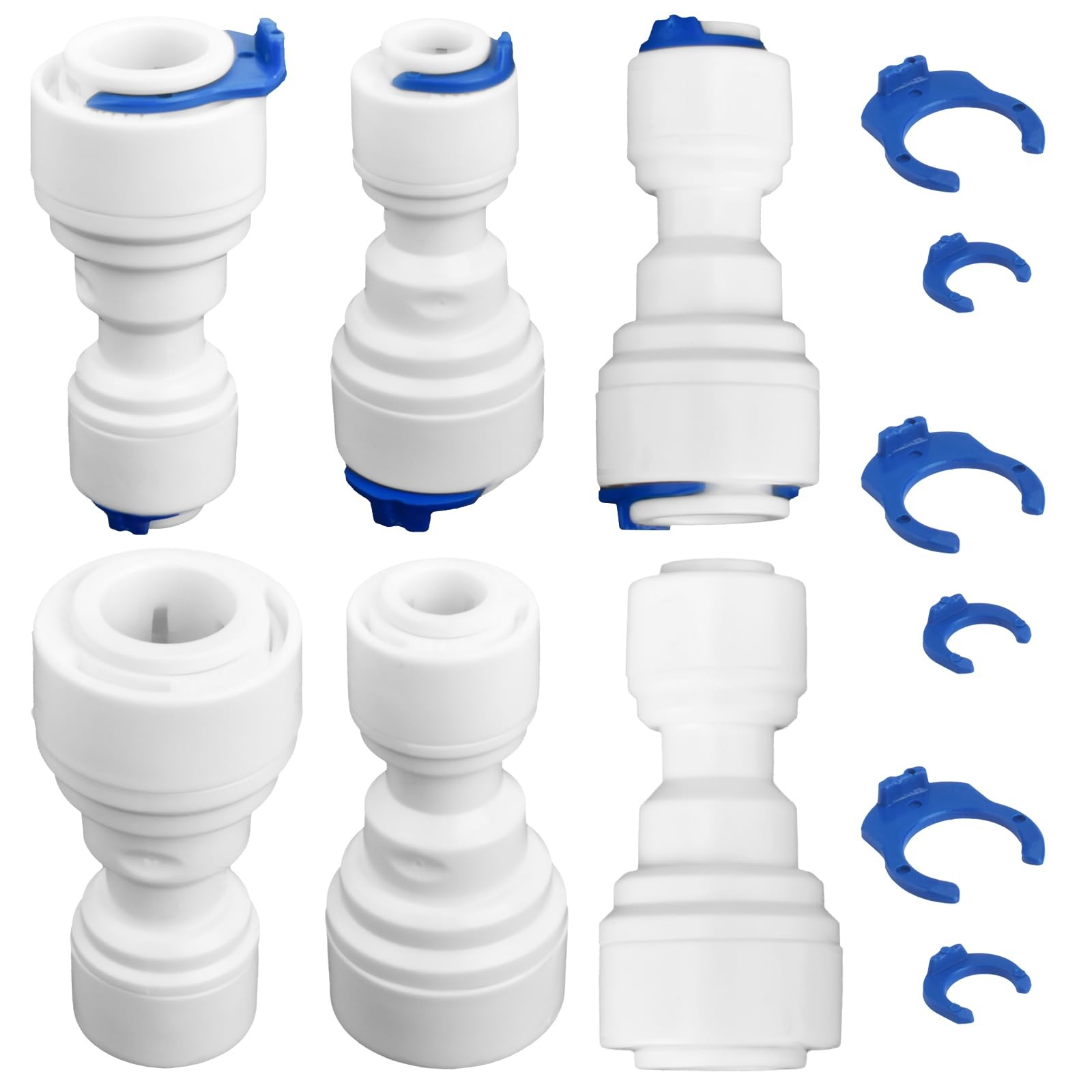 6 PCS Quick Connect Fittings 1/4″ to 3/8″ Tube OD 1/4 inch 3/8 inch, White