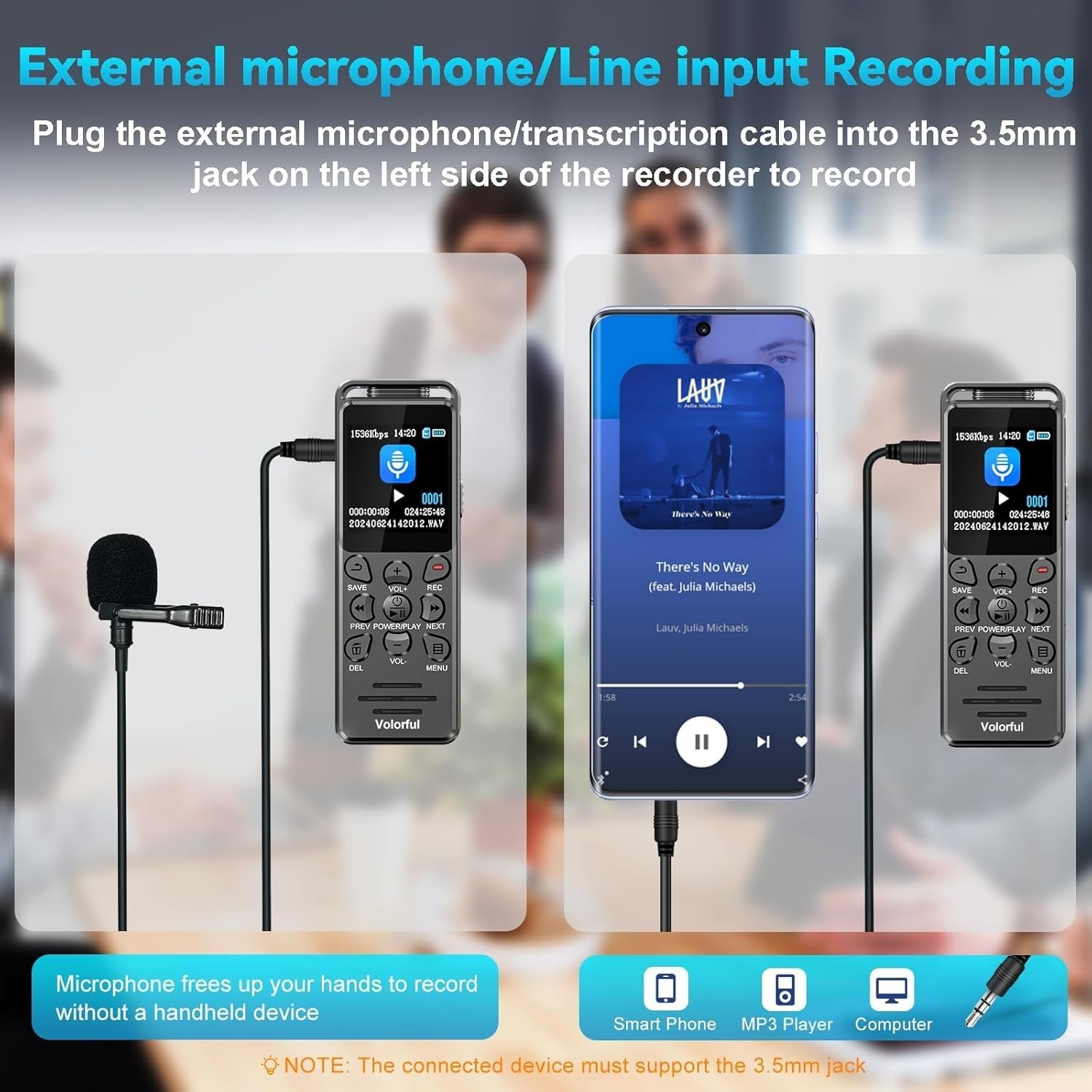 144GB Digital Voice Recorder with Playback, 1536Kbps Audio Recorder Voice Record