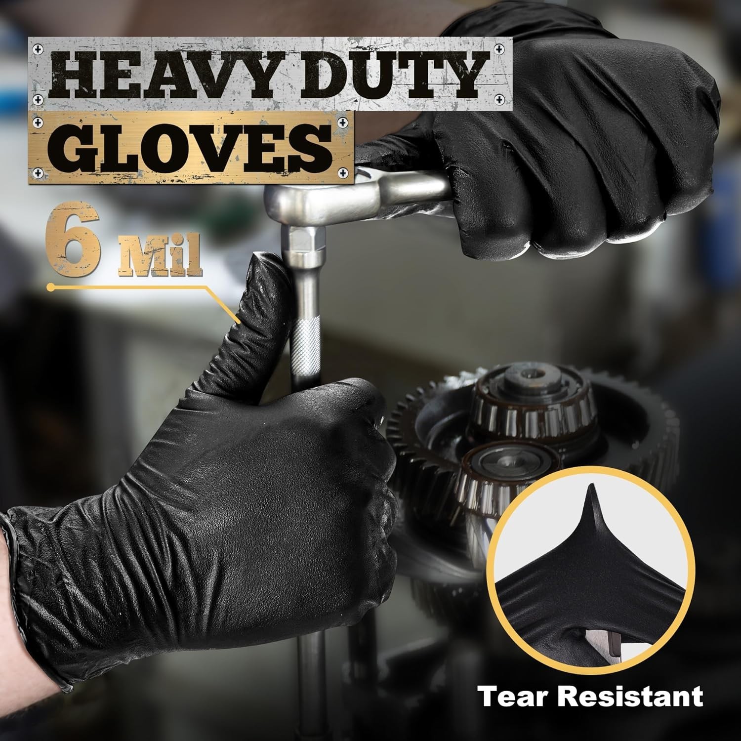 First Glove Black Industrial Disposable Nitrile Gloves 6 Mil Latex & Powder Free