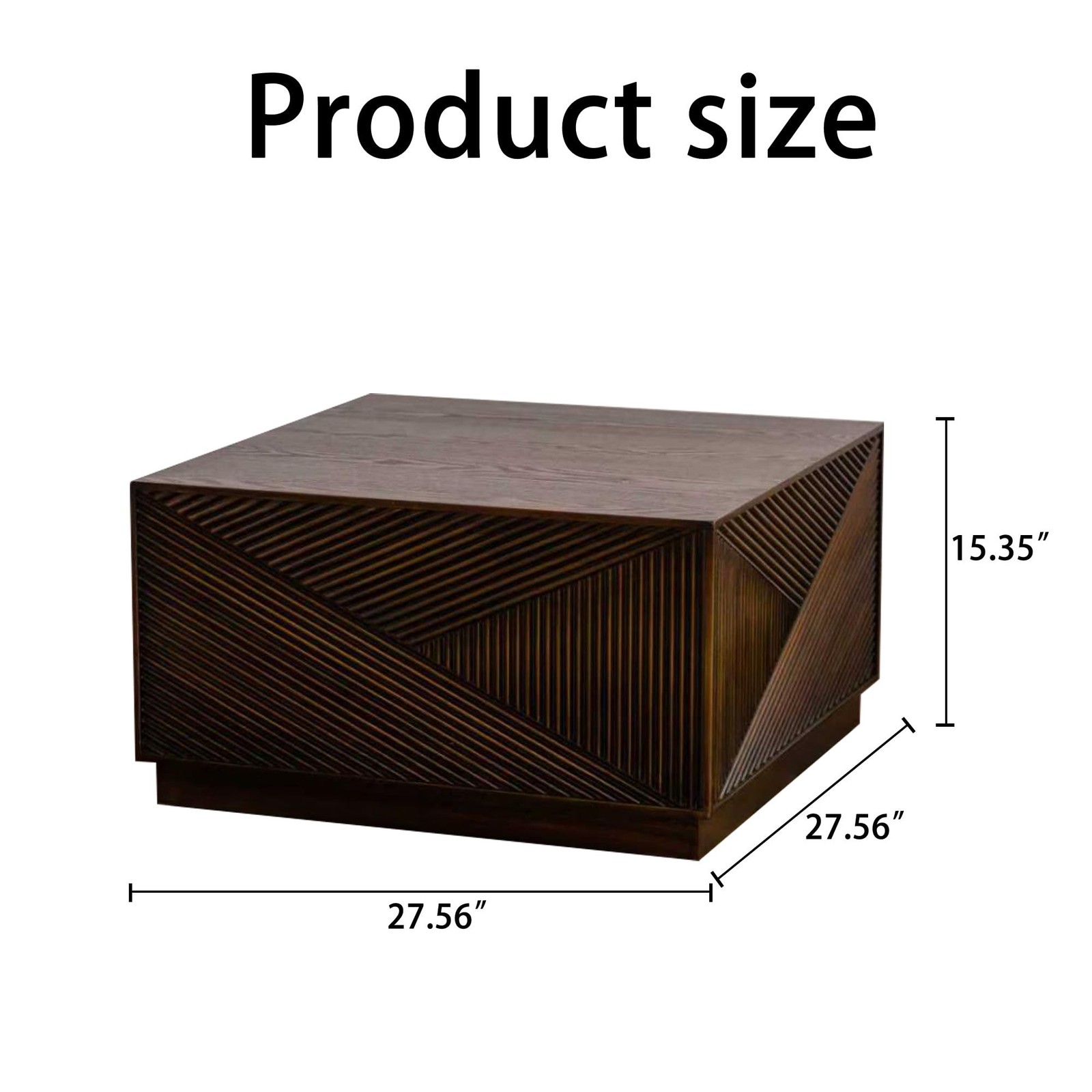 KEIKI 27.56″ Modern Square Coffee Table, No Assembly Required, Walnut Color M…