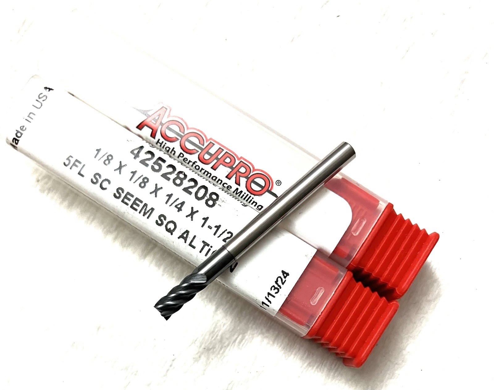 ACCUPRO 1/8″ 5FL Square End Mill Solid Carbide AlTiCrN 42528208 NEW